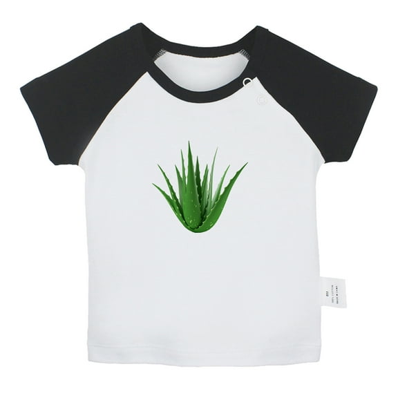 Nature Pattern Aloe Vera T shirt For Baby, Newborn Babies T-shirts, Infant Tops, 0-24M Kids Graphic Tees Clothing (Short Black Raglan T-shirt, 6-12 Months)