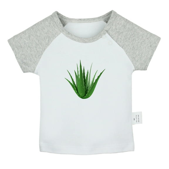 Nature Pattern Aloe Vera T shirt For Baby, Newborn Babies T-shirts, Infant Tops, 0-24M Kids Graphic Tees Clothing (Short Gray Raglan T-shirt, 0-6 Months)