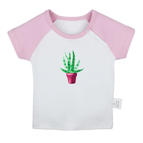 Nature Pattern Aloe Vera T shirt For Baby, Newborn Babies T-shirts, Infant Tops, 0-24M Kids Graphic Tees Clothing (Short Pink Raglan T-shirt, 18-24 Months)