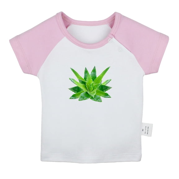 Nature Pattern Aloe Vera T shirt For Baby, Newborn Babies T-shirts, Infant Tops, 0-24M Kids Graphic Tees Clothing (Short Pink Raglan T-shirt, 6-12 Months)