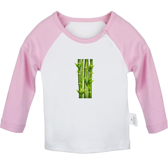 Nature Pattern Bamboo T shirt For Baby, Newborn Babies T-shirts, Infant Tops, 0-24M Kids Graphic Tees Clothing (Long Pink Raglan T-shirt, 18-24 Months)