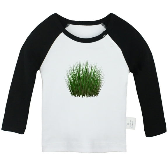 Nature Pattern Grass T shirt For Baby, Newborn Babies T-shirts, Infant Tops, 0-24M Kids Graphic Tees Clothing (Long Black Raglan T-shirt, 6-12 Months)