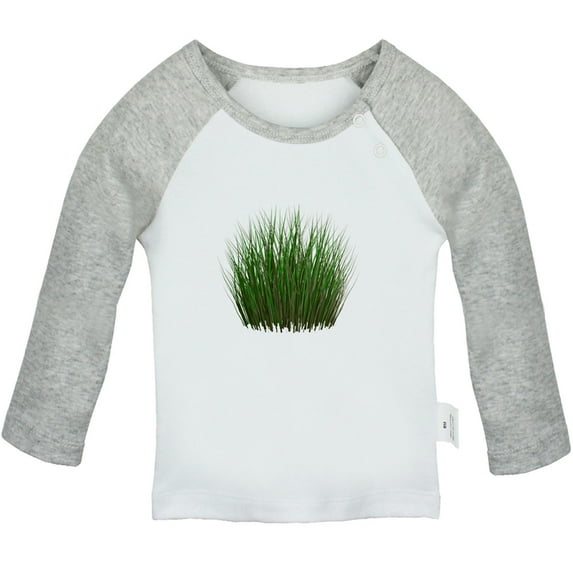 Nature Pattern Grass T shirt For Baby, Newborn Babies T-shirts, Infant Tops, 0-24M Kids Graphic Tees Clothing (Long Gray Raglan T-shirt, 0-6 Months)