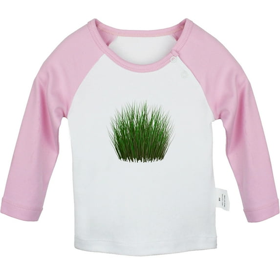 Nature Pattern Grass T shirt For Baby, Newborn Babies T-shirts, Infant Tops, 0-24M Kids Graphic Tees Clothing (Long Pink Raglan T-shirt, 0-6 Months)