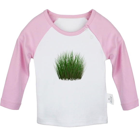 Nature Pattern Grass T shirt For Baby, Newborn Babies T-shirts, Infant Tops, 0-24M Kids Graphic Tees Clothing (Long Pink Raglan T-shirt, 6-12 Months)