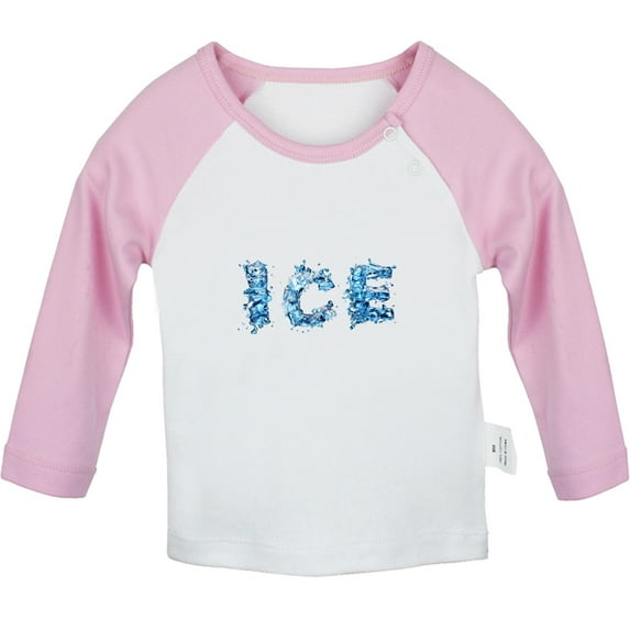 Nature Pattern Ice T shirt For Baby, Newborn Babies T-shirts, Infant Tops, 0-24M Kids Graphic Tees Clothing (Long Pink Raglan T-shirt, 0-6 Months)