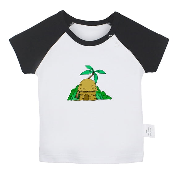 Nature Pattern Jungle T shirt For Baby, Newborn Babies T-shirts, Infant Tops, 0-24M Kids Graphic Tees Clothing (Short Black Raglan T-shirt, 6-12 Months)