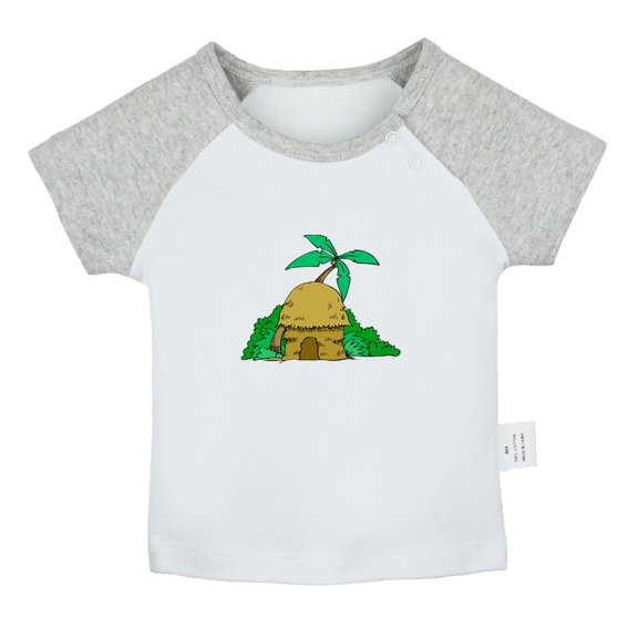 Nature Pattern Jungle T shirt For Baby, Newborn Babies T-shirts, Infant Tops, 0-24M Kids Graphic Tees Clothing (Short Gray Raglan T-shirt, 18-24 Months)