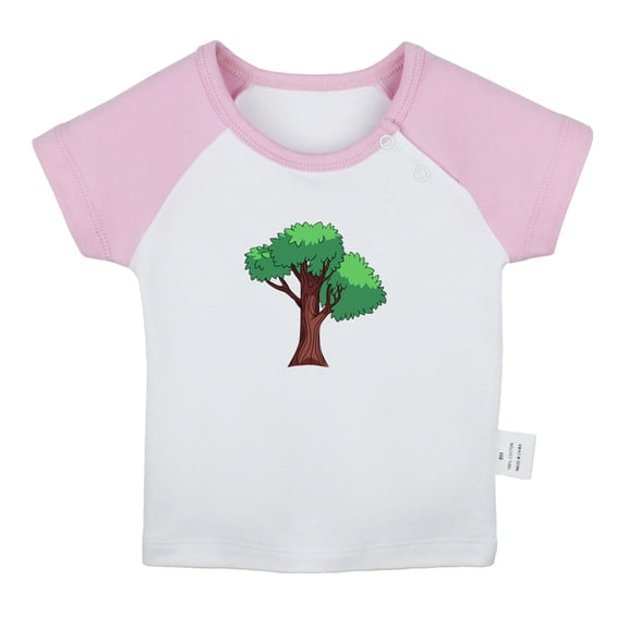 Nature Pattern Jungle T shirt For Baby, Newborn Babies T-shirts, Infant Tops, 0-24M Kids Graphic Tees Clothing (Short Pink Raglan T-shirt, 6-12 Months)
