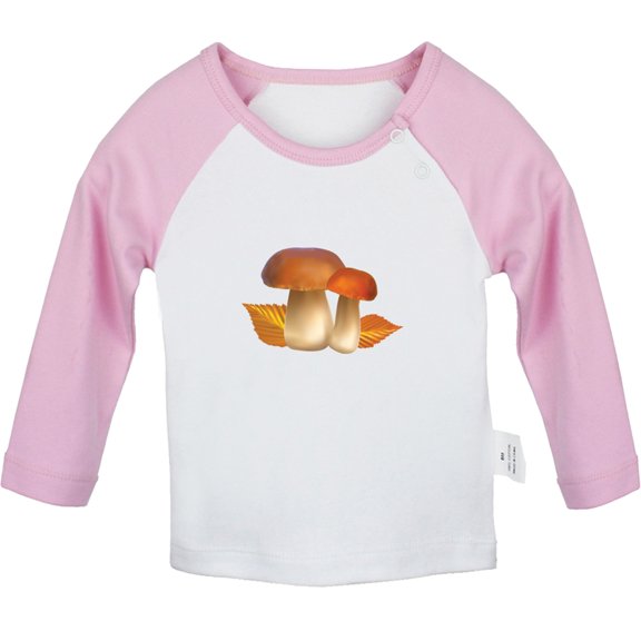 Nature Pattern Mushroom T shirt For Baby, Newborn Babies T-shirts, Infant Tops, 0-24M Kids Graphic Tees Clothing (Long Pink Raglan T-shirt, 18-24 Months)