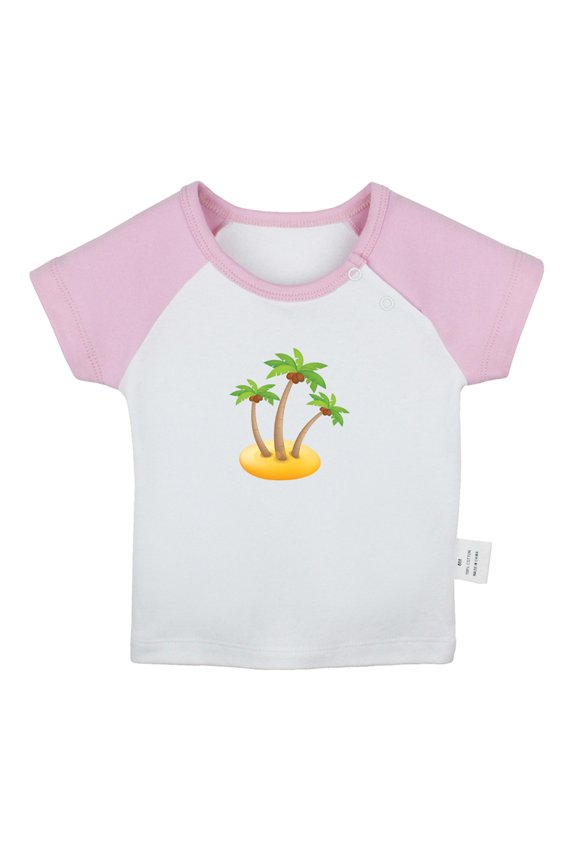 Nature Pattern Palm Tree T shirt For Baby, Newborn Babies T-shirts, Infant Tops, 0-24M Kids Graphic Tees Clothing (Short Pink Raglan T-shirt, 0-6 Months)