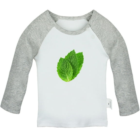 Nature Pattern Peppermint T shirt For Baby, Newborn Babies T-shirts, Infant Tops, 0-24M Kids Graphic Tees Clothing (Long Gray Raglan T-shirt, 6-12 Months)
