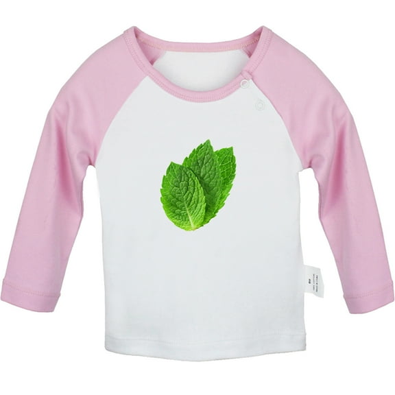 Nature Pattern Peppermint T shirt For Baby, Newborn Babies T-shirts, Infant Tops, 0-24M Kids Graphic Tees Clothing (Long Pink Raglan T-shirt, 18-24 Months)