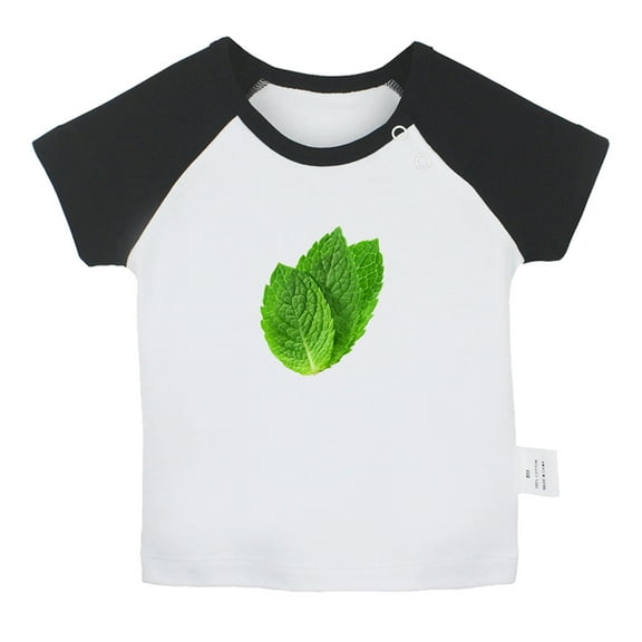 Nature Pattern Peppermint T shirt For Baby, Newborn Babies T-shirts, Infant Tops, 0-24M Kids Graphic Tees Clothing (Short Black Raglan T-shirt, 12-18 Months)