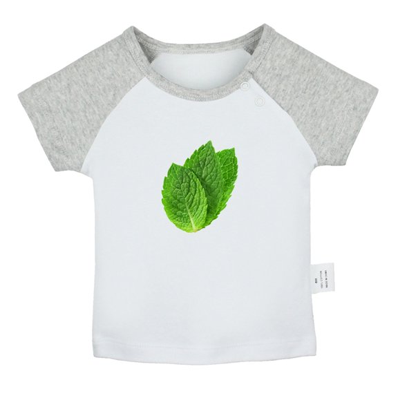 Nature Pattern Peppermint T shirt For Baby, Newborn Babies T-shirts, Infant Tops, 0-24M Kids Graphic Tees Clothing (Short Gray Raglan T-shirt, 6-12 Months)