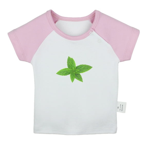 Nature Pattern Peppermint T shirt For Baby, Newborn Babies T-shirts, Infant Tops, 0-24M Kids Graphic Tees Clothing (Short Pink Raglan T-shirt, 6-12 Months)