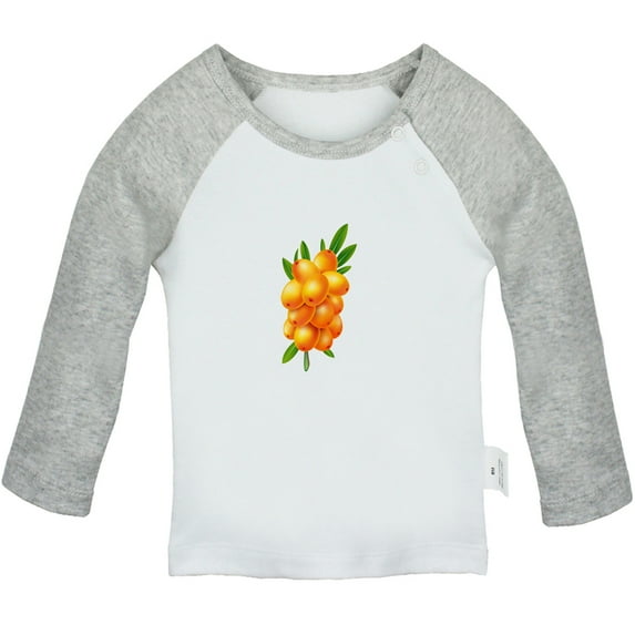 Nature Pattern Sea Buckthorn T shirt For Baby, Newborn Babies T-shirts, Infant Tops, 0-24M Kids Graphic Tees Clothing (Long Gray Raglan T-shirt, 18-24 Months)