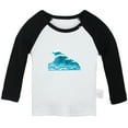 thumbnail image 1 of Nature Pattern Sea Wave T shirt For Baby, Newborn Babies T-shirts, Infant Tops, 0-24M Kids Graphic Tees Clothing (Long Black Raglan T-shirt, 0-6 Months), 1 of 4