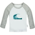 thumbnail image 1 of Nature Pattern Sea Wave T shirt For Baby, Newborn Babies T-shirts, Infant Tops, 0-24M Kids Graphic Tees Clothing (Long Gray Raglan T-shirt, 0-6 Months), 1 of 4