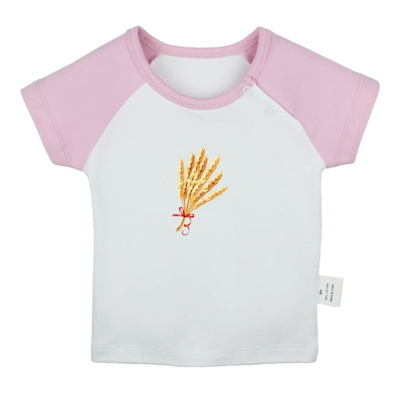 Nature Pattern Wheat T shirt For Baby, Newborn Babies T-shirts, Infant Tops, 0-24M Kids Graphic Tees Clothing (Short Pink Raglan T-shirt, 18-24 Months)