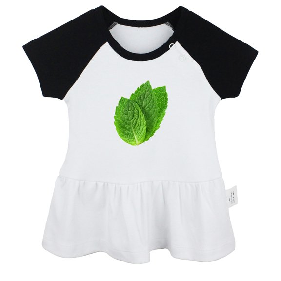Nature Peppermint Pattern Dresses For Baby, Newborn Babies Skirts, Infant Princess Dress, 0-24M Kids Graphic Clothes (Black Raglan Dresses, 0-6 Months)