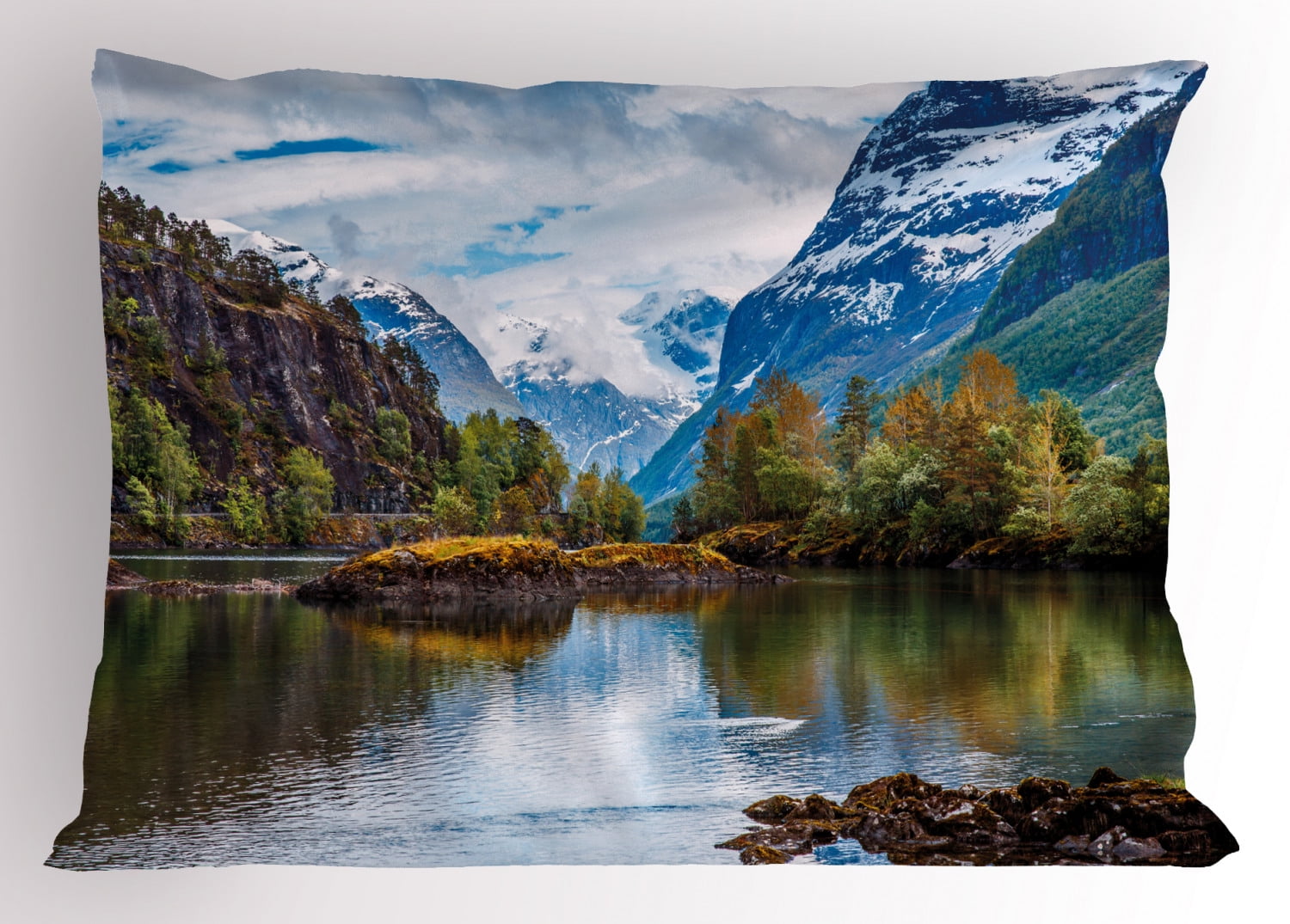 Multicolor Mountain Landscape Polyester Standard Pillow Sham
