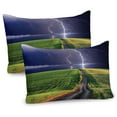 thumbnail image 1 of Nature Pillow Sham Set of 2, Summer Storm About to Appear with on the Field Solar Beams Energy Theme, Quality Microfiber Bedding Item for All Seasons, 26" x 20", Green Blue, by Ambesonne, 1 of 3