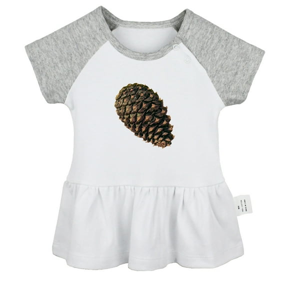 Nature Pine Cone Pattern Dresses For Baby, Newborn Babies Skirts, Infant Princess Dress, 0-24M Kids Graphic Clothes (Gray Raglan Dresses, 0-6 Months)