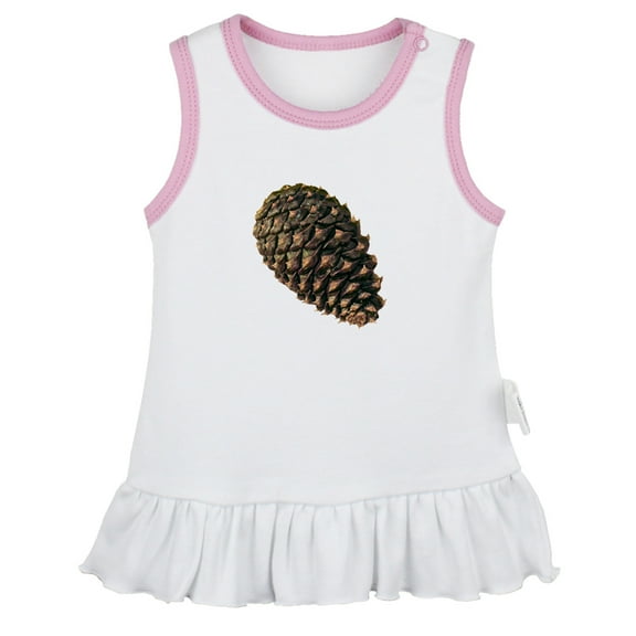 Nature Pine Cone Pattern Dresses For Baby, Newborn Babies Skirts, Infant Princess Dress, 0-24M Kids Graphic Clothes (White Sleeveless Dresses, 18-24 Months)