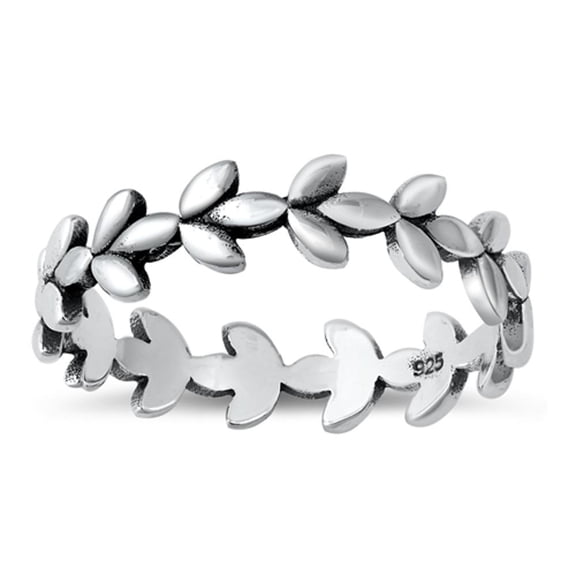 Nature Plant Leaf Halo Ring .925 Sterling Silver Band Jewelry Female Male Unisex Size 10