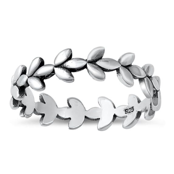 Nature Plant Leaf Halo Ring .925 Sterling Silver Band Jewelry Female Male Unisex Size 9