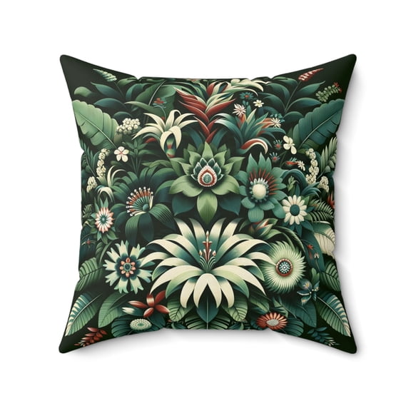 -Nature Plant Pattern Pillow - Spun Polyester Square Pillow -