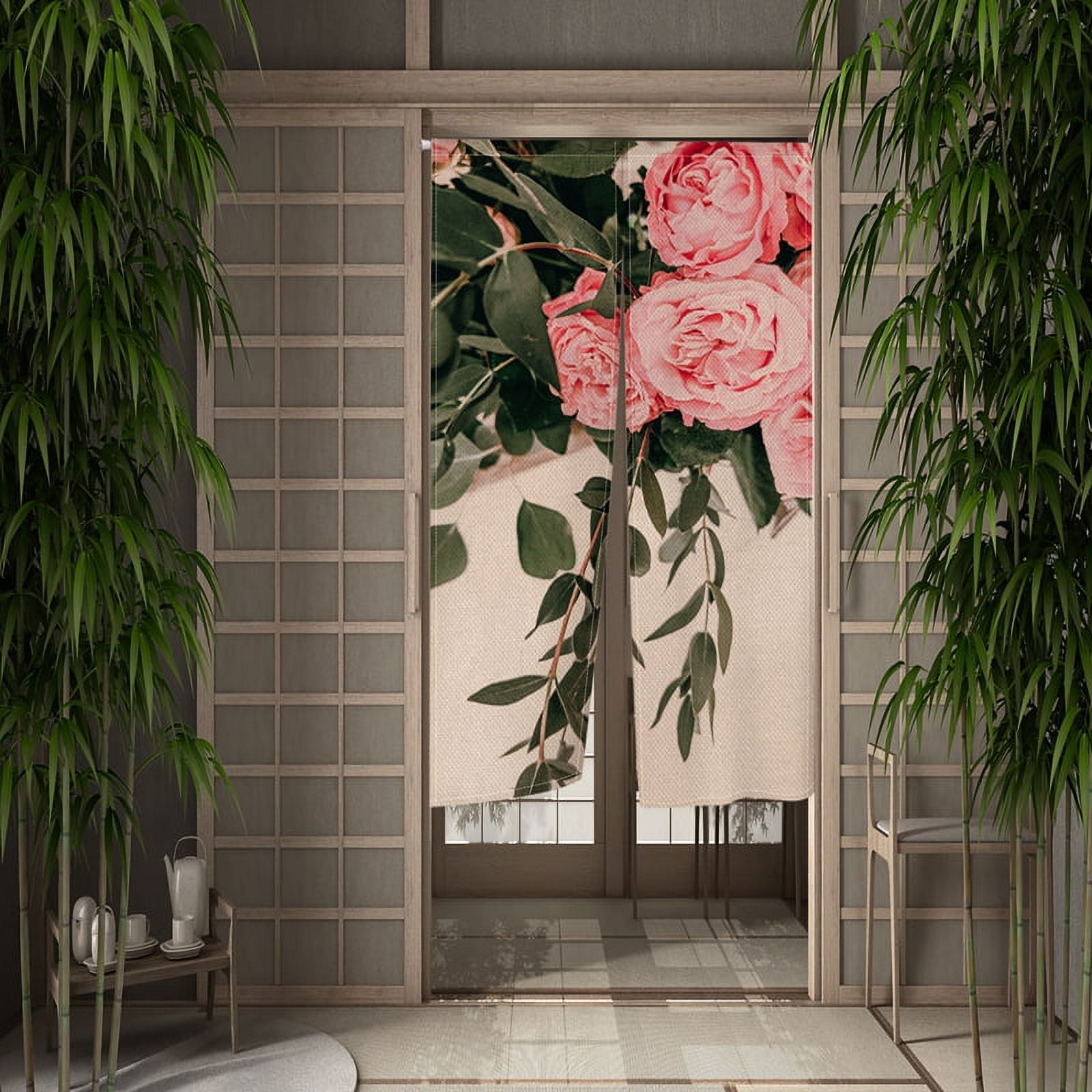 Nature Plants Flowers Door Curtain Dining Room Kitchen Door Curtain ...