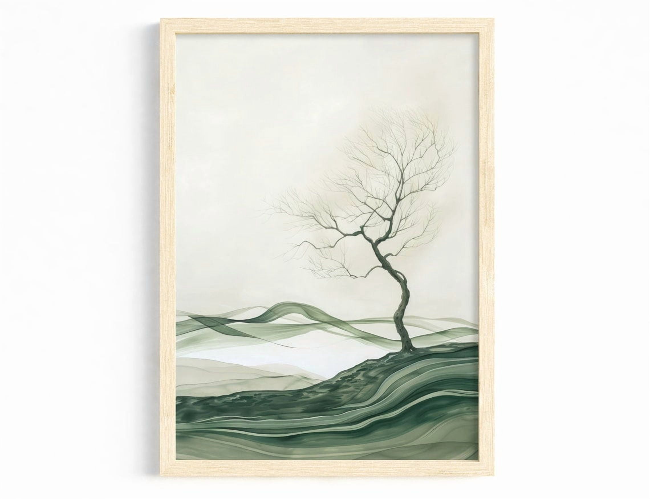 Nature Poster, Elegant Tree, Green Landscape Design Calming, Modern ...