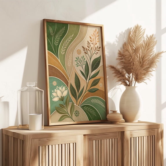 Nature Poster, Modern Botanical, Minimalist Green And Brown, Abstract ...