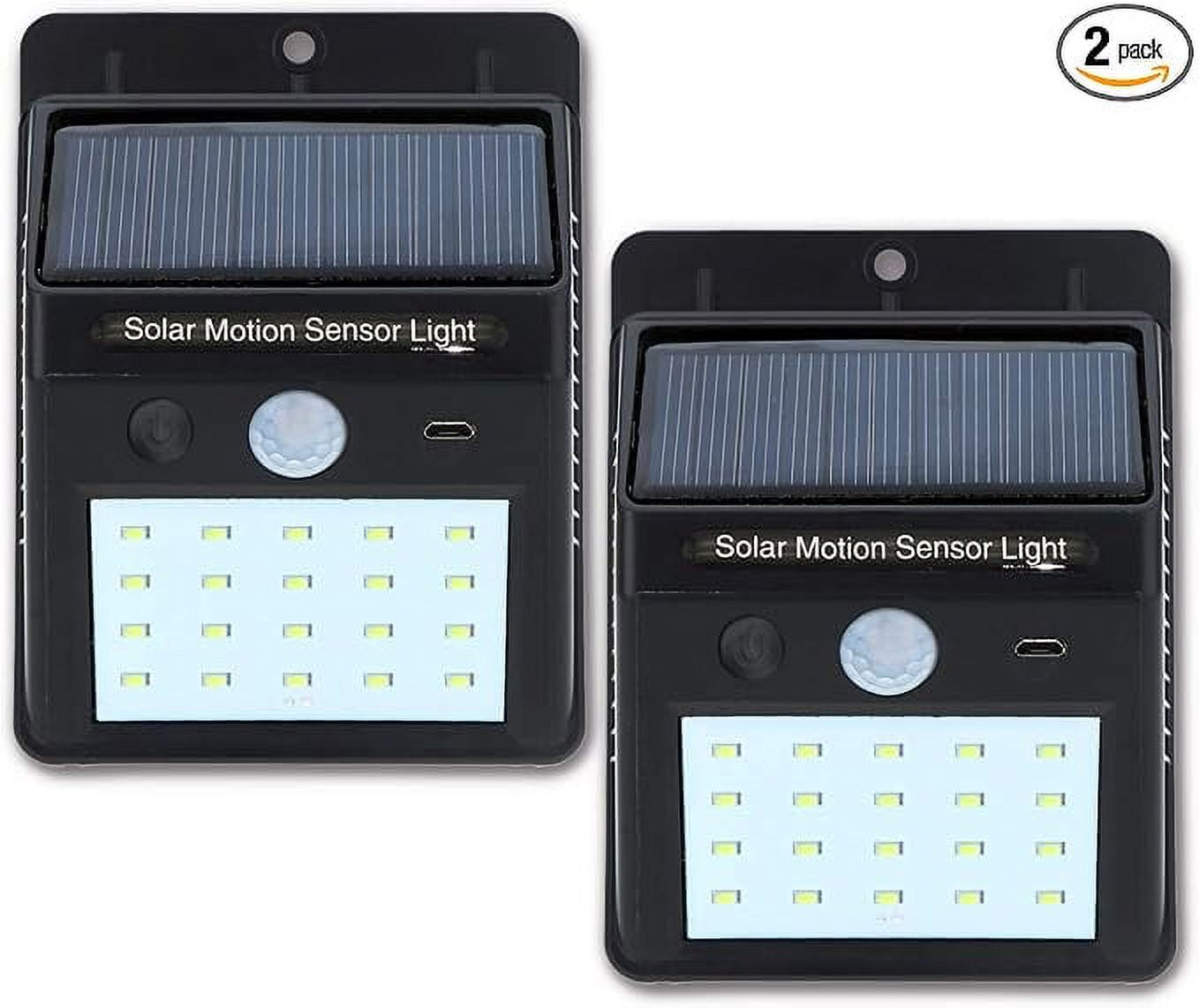 Black Solar Powered LED Motion Sensor Pathway Lights, 2-Pack