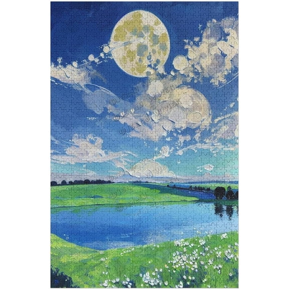 Nature Puzzle 1000 Piece Puzzles for Adults - Mountains Park Water Flow Creek Stream Oil Painting Wooden Jigsaw Puzzles for Family Activities Games, Jigsaw Puzzles 1000 Pieces for Adults