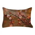 thumbnail image 1 of Nature Quilted Pillowcover, Cherry Blossom Sakura Tree Branches Flowering Japanese Flourishing Print, Standard King Size Accent Pillow Cover for Bedroom, 36" x 20", Pale Pink Dark Coral, by Ambesonne, 1 of 2