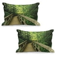 thumbnail image 1 of Nature Quilted Pillowcover Set of 2, Park Summertime Scenic View Environment Ecology Nature Holidays Adventure Scene, Standard Queen Size Pillow Cover for Bedroom, 30" x 20", Khaki Green, by Ambesonne, 1 of 1