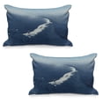 thumbnail image 1 of Nature Quilted Pillowcover Set of 2, Sunny Day in the Mountains Tourist Standing on a Rock Adventurous Lifestyle, Standard Queen Size Pillow Cover Bedroom, 36" x 20", Slate Blue White, by Ambesonne, 1 of 1