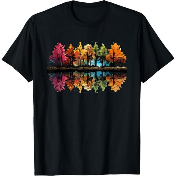 Nature Reflection Forest Trees Outdoor Wildlife T-Shirt100% cotton short-sleeved shirt for both men and women