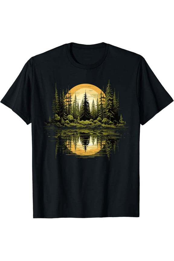 Nature Reflection Forest Trees Outdoor Wildlife T-Shirt