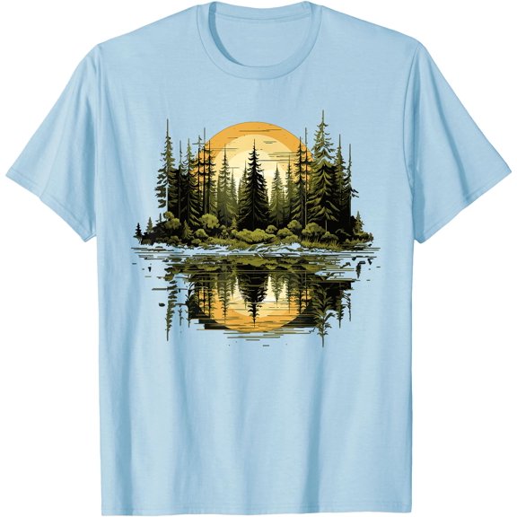 Nature Reflection Forest Trees Outdoor Wildlife Unisex T-Shirt for Men Women Kids Toddler
