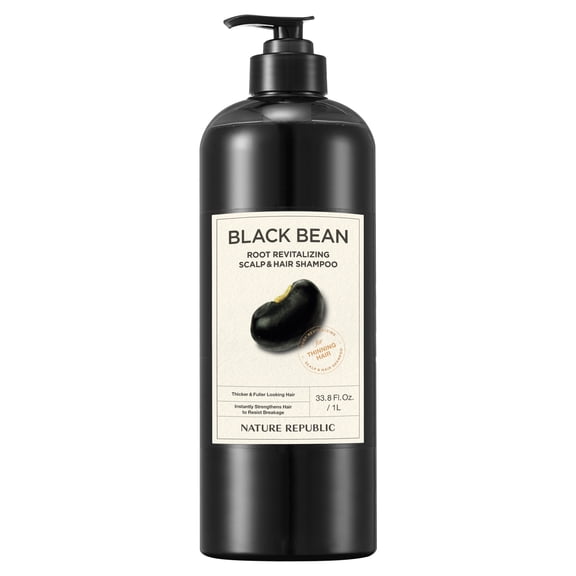 Nature Republic Black Bean Root Revitalizing Scalp & Hair Shampoo, 1,000ml / 33.8 fl.oz. Bulk Size | Effective for Thinning Hair and Increasing Volume, Hydration, Natural Gloss