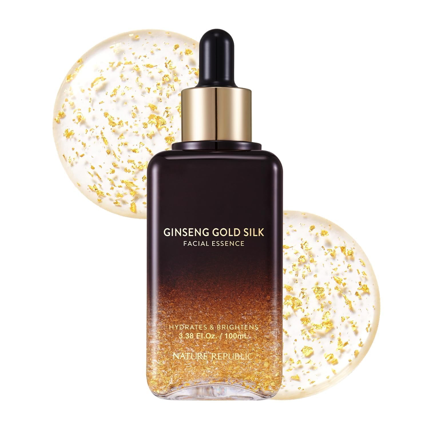 Nature Republic Ginseng Gold Silk Gold Ampoule - Korean Beauty, Hydrating Facial Moisturizer, All skin Type, 100ml / 3.38 Fl Oz
