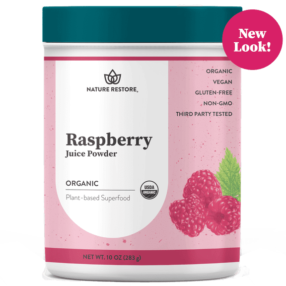 Nature Restore Organic Red Raspberry Juice Powder, Natural Pink Food Coloring, Vegan Antioxidant Superfood, 10 oz