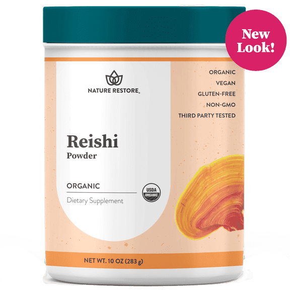 Nature Restore Organic Reishi Mushroom Powder (Ganoderma Lucidum), Adaptogen for Stress & Immune Support, Non GMO & Vegan, 10 oz