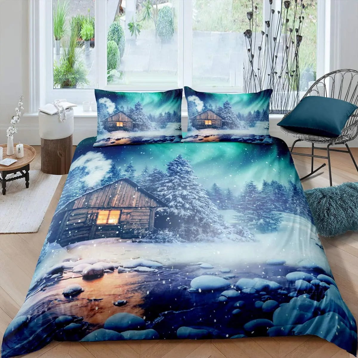 Nature River Bedding Set Starry Sky Duvet Cover Set Mountain River