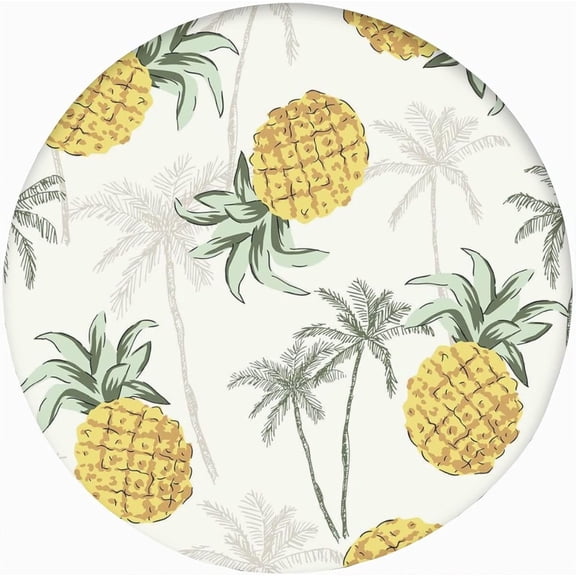 Nature Round Fitted Tablecloth,Exotic Lemon Tree Branches Kitchen Garden Design Elastic Edged Kitchen Dining Polyester Table Cover, Fits Round Table 24" Diameter, for Wedding Party Dining Banquet