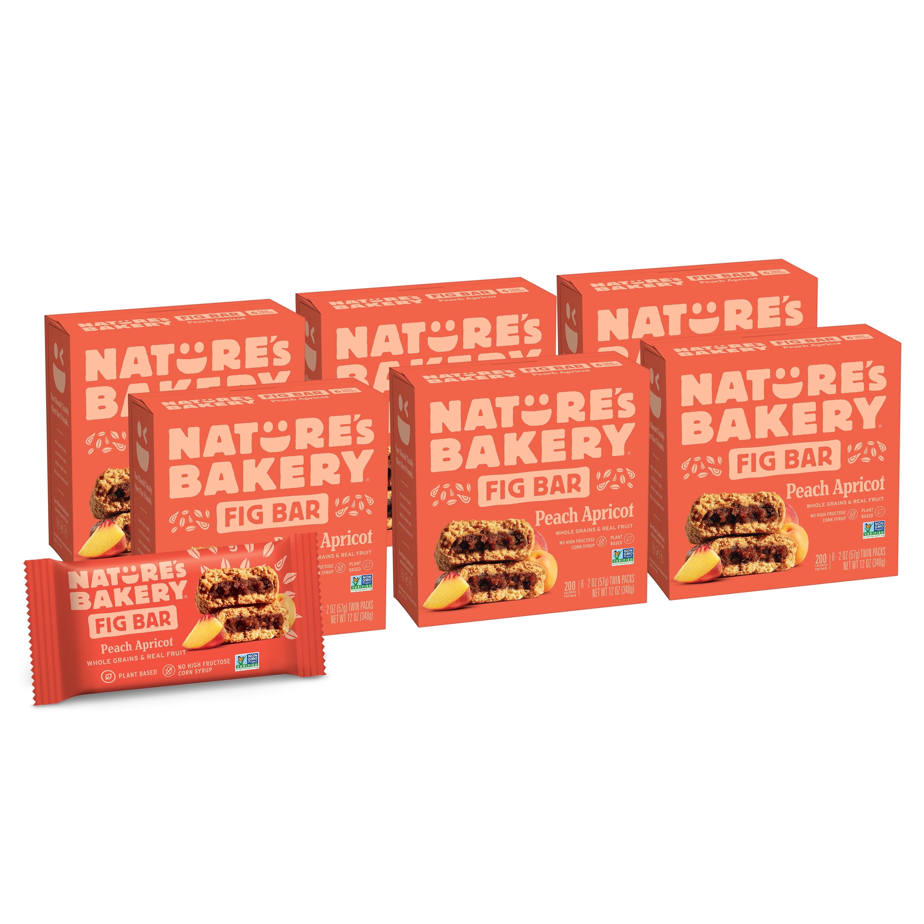 Nature's Bakery Whole Wheat Peach Apricot, 2 oz Snack Bars (36 Bars), Plant-Based, Vegan, Non-GMO